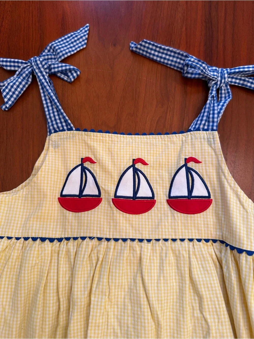 Classic Whimsy Newport Sailboat Yellow Gingham Aubree Dress size 6